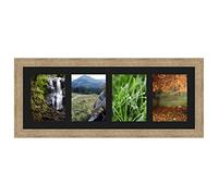 Cadres Photos pêle mêle multivues Noir 4 Photo(s) 15x20 Passe Partout, Cadre Photo Mural 70x25 cm Naturel Beige, 3.5 cm de Largeur