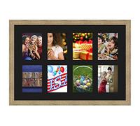 Cadres Photos pêle mêle multivues Noir 8 Photo(s) 15x20 Passe Partout, Cadre Photo Mural 78x53 cm Naturel Beige, 3.5 cm de Largeur