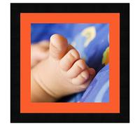 Cadres Photos pêle mêle multivues Orange 1 Photo(s) 25x25 Passe Partout, Cadre Photo Mural 30x30 cm Noir, 3 cm de Largeur