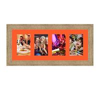 Cadres Photos pêle mêle multivues Orange 4 Photo(s) 10x15 Passe Partout, Cadre Photo Mural 50x20 cm Naturel Beige, 3.5 cm de Largeur