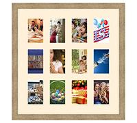 Cadres Photos pêle mêle multivues Peach 12 Photo(s) 10x15 Passe Partout, Cadre Photo Mural 58x60 cm Naturel Beige, 3.5 cm de Largeur
