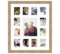 Cadres Photos pêle mêle multivues Super Blanc 12 Photo(s) 9x12 and 1 Photo(s) 20x25 Passe Partout, Cadre Photo Mural 50x60 cm Naturel Beige, 3.5 cm de Largeur