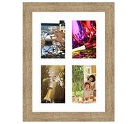 Cadres Photos pêle mêle multivues Super Blanc 4 Photo(s) 10x15 Passe Partout, Cadre Photo Mural 27x37 cm Naturel Beige, 3.5 cm de Largeur