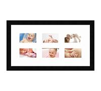Cadres Photos pêle mêle multivues Super Blanc 6 Photo(s) 13x8 Passe Partout, Cadre Photo Mural 53x28 cm Noir, 3 cm de Largeur