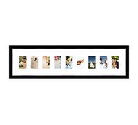 Cadres Photos pêle mêle multivues Super Blanc 9 Photo(s) 8x13 Passe Partout, Cadre Photo Mural 98x23 cm Noir avec Filet Argent, 3.4 cm de Largeur