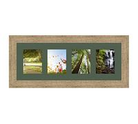 Cadres Photos pêle mêle multivues Vert Foret 4 Photo(s) 10x13 Passe Partout, Cadre Photo Mural 50x18 cm Naturel Beige, 3.5 cm de Largeur