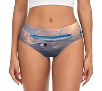 CADREWY Beautiful Sky Airplane Print Sous-vêtements doux pour la peau Évacuation de l'humidité Activité quotidienne, Noir/blanc, XS