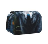 CADREWY Blue Eyes Wolf1 Trousse fonctionnelle avec fermeture éclair lisse pour voyage et bureau Utilisation quotidienne