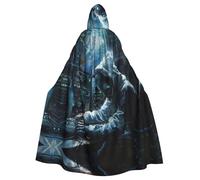 CADREWY Cape à capuche pleine longueur avec imprimé hacker attack - Unisexe - Pour Halloween, cosplay et thème