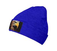 CADREWY Chapeau chaud imprimé aigle tricoté bonnet d'hiver doux pour homme et femme bonnet tricoté tendance, Bleu, taille unique