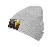 CADREWY Chapeau chaud imprimé aigle tricoté bonnet d'hiver doux pour homme et femme bonnet tricoté tendance, gris, taille unique