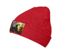 CADREWY Chapeau chaud imprimé aigle tricoté bonnet d'hiver doux pour homme et femme bonnet tricoté tendance, Rouge, taille unique