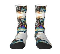 CADREWY Chaussettes confortables pour adulte avec intelligence artificielle - Imprimé cerveau - Pour homme et femme - Pour le sport et le quotidien, Blanc, taille unique
