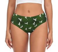 CADREWY Culotte douce pour femme avec imprimé herbe et colombe - Doux pour la peau - Évacuation de l'humidité - Activité quotidienne, Noir/blanc, XS