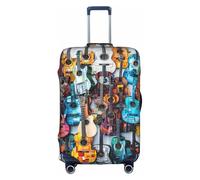 CADREWY Housse de bagage lavable et décorative avec impression acoustique et guitares colorées, Blanc, X-Large