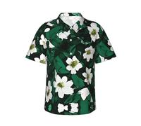CADREWY Hunter Chemise hawaïenne à manches courtes pour homme Motif pétales floraux Vert, noir, Taille M