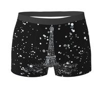 CADREWY Night Paris Tour Eiffel Imprimée Large Gamme de Tailles Slip Homme Slip Respirant Extensible Léger pour un usage quotidien, Noir/blanc, XL