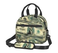 CADREWY Sac à déjeuner isotherme avec imprimé dollar amusant et léger - Sac fourre-tout réutilisable à l'arrière - Poche zippée