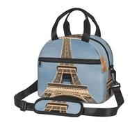 CADREWY Sac à déjeuner isotherme réutilisable avec poche arrière zippée Motif Tour Eiffel