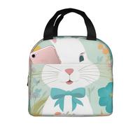 CADREWY Sac isotherme à lunch avec lapin de Pâques imprimé floral, sac isotherme de voyage étanche organisateur de poche