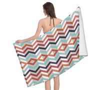 CADREWY Serviette de bain imprimée de lignes en zigzag - 132,1 x 81,3 cm - Résistante au sable - Séchage rapide - Colorée et absorbante - Pour adultes