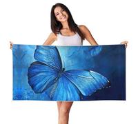 CADREWY Serviette de plage surdimensionnée et légère à séchage rapide avec imprimé papillon bleu pour adultes pour voyage et piscine