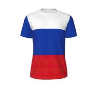 CADREWY T-shirt à manches courtes pour homme imprimé drapeau russe respirant athlétique gym sport été mode fitness, Noir, 3XL