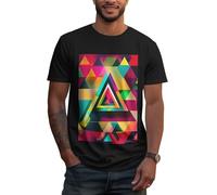CADREWY T-shirt pour homme imprimé triangle coloré pour tous les jours, détente, voyage, activités physiques, col rond, Noir/blanc, 6XL