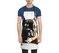 CADREWY Tablier de cuisine réglable avec poches, imprimé bouledogue français, 71,1 x 83,8 cm, tablier de chef polyvalent, unisexe, noir, taille unique