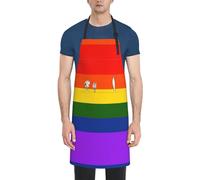 CADREWY Tablier de cuisine réglable avec poches, imprimé drapeau arc-en-ciel, 71,1 x 83,8 cm, tablier de chef polyvalent, unisexe, noir, taille unique