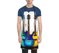 CADREWY Tablier de cuisine réglable avec poches, imprimé guitares colorées, 71,1 x 83,8 cm, tablier de chef polyvalent, unisexe, noir, taille unique
