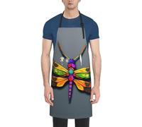 CADREWY Tablier de cuisine réglable avec poches, imprimé libellule mignon, 71,1 x 83,8 cm, tablier de chef polyvalent, unisexe, noir, taille unique