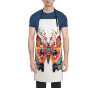 CADREWY Tablier de cuisine réglable avec poches - Imprimé papillon coloré - 71,1 x 83,8 cm - Unisexe - Noir - Taille unique