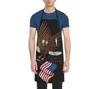 CADREWY Tablier de cuisine réglable avec poches, motif aigle patriotique des États-Unis avec imprimé drapeau américain, 71,1 x 83,8 cm, tablier de chef polyvalent, unisexe, noir, taille unique