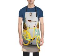 CADREWY Tablier de cuisine réglable imprimé ananas avec poches, 71,1 x 83,8 cm, tablier de chef polyvalent, unisexe, noir, taille unique