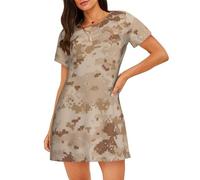 CADREWY Texture Fond En Marron Imprimé Doux Court Robe De Nuit Chemise De Nuit D'été Détente Maison Casual Sorties Respirant, Noir/blanc, M