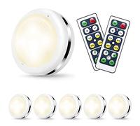 Cadrim 6 Pcs Lampe de Placard, Puck Light Veilleuse Lampe LED à Led Sans Fils Lampe a Pile Luminosité Réglable Pour Cuisine, Chambre, Couloir Alimenté par Batterie (non inclus) avec 2 Télécommandes