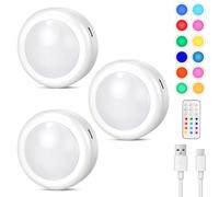 Cadrim Lampe de Placard Spot Led Murale Telecommande Sans Fil 3pcs Lampe Led Rechargeable,Lampe Led Sans Fil,Lampes Armoire,Luminosité Réglable,Veilleuse Pour Escalier Miroir Cuisine Vitrines Cabinet