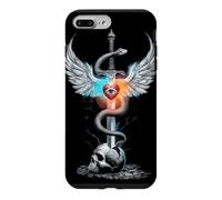 Caducée Épée Serpent Coeur Ailes Crâne 1 Sagesse Esotérique Coque pour iPhone 7 Plus/8 Plus