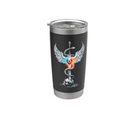 Caducée Épée Serpent Coeur Ailes Crâne 1 Sagesse Esotérique Gobelet isotherme en acier inoxydable double paroi
