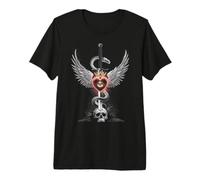 Caducée Épée Serpent Coeur Ailes Crâne 3 T-Shirt Haut de Gamme