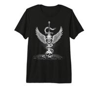 Caducée Épée Serpent Coeur Ailes Crâne 4 Sensibilisation T-Shirt Haut de Gamme