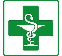 Caducée pharmacie vert contour carré sticker autocollant adhesif vitre/auto sticker logo 363 - Taille : 12 cm