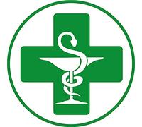 Caducée pharmacie vert contour rond sticker autocollant adhesif vitre/auto sticker logo 362 - Taille : 8 cm