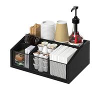 CADUKE Distributeur de café noir, boîte de rangement à 5 compartiments pour le bureau et la cuisine - Idéale pour organiser serviettes, édulcorants, bâtonnets et capsules de café