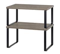 CADUKE Lot de 2 étagères de comptoir de cuisine empilables extensibles en bois gris pour comptoir de salle de bain