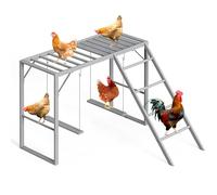CADUKE Perchoir à poulet avec balançoire pour 5 à 8 oiseaux, jouets pour poulet, barres de perchoir pour poulailler, barre de perchoir pour la santé et le bonheur des animaux de compagnie, gris