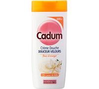 Cadum Crème douche Douceur Velours, Huile d'amandes douces bio et fleur d'oranger bio, Effet peau de bébé - Le flacon de 400ml