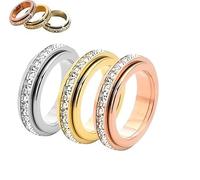 Caduola Bague rotative étincelante, soulage l'anxiété, anneau rotatif symbolise les vœux et la chance, imperméable et résistant à la décoloration, 10, Alliage de titane, Aucune pierre précieuse