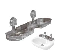 Cady de douche murale transparente - Étagère de douche et rangement autocollant | Organisateur de salle de bain mural | Organisateur de robinet non slip | Accessoires de salle de bain multifonctionnel